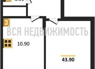 1-ком. квартира на продажу, 43.9 м2, Воронеж, Краснознамённая улица, 57/5, ЖК Высота