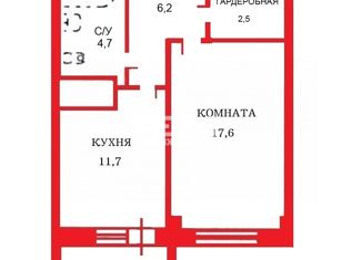 Продажа 1-комнатной квартиры, 43 м2, Санкт-Петербург, Комендантский проспект, 53к3, ЖК Юбилейный Квартал