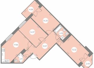 Продам трехкомнатную квартиру, 85.69 м2, Санкт-Петербург, ЖК Огни Залива, улица Маршала Захарова, 8