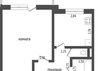 Продаю 1-комнатную квартиру, 34.9 м2, Омск, Октябрьский округ, Космический проспект, 14Дк1