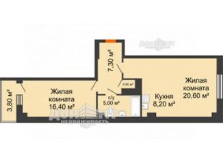 Продается 2-ком. квартира, 59.4 м2, Ростов-на-Дону, проспект 40-летия Победы, 63/17с3, ЖК Сокол Град