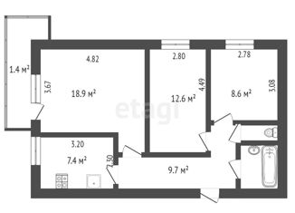 Продаю трехкомнатную квартиру, 61.3 м2, Омская область, Космический проспект, 18Б