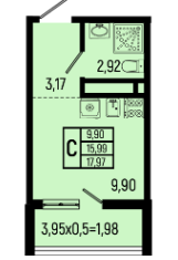 Продам квартиру студию, 17.97 м2, село Небуг, квартал Спортивный, 8