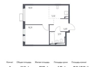 Продажа 2-комнатной квартиры, 34.51 м2, село Остафьево, жилой комплекс Остафьево, к13
