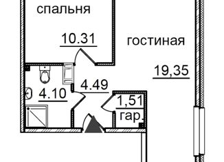 Продажа однокомнатной квартиры, 39.76 м2, Санкт-Петербург, Витебский проспект, 99к1, муниципальный округ Гагаринское