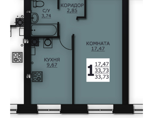 Продаю 1-ком. квартиру, 33.7 м2, деревня Дерябиха, деревня Дерябиха, 76А