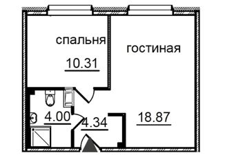 1-комнатная квартира на продажу, 37.75 м2, Санкт-Петербург, Витебский проспект, 99к1, муниципальный округ Гагаринское