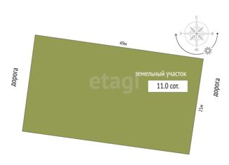 Продаю земельный участок, 11 сот., село Широкое, Виноградная улица, 39