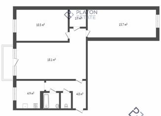 Продаю 3-комнатную квартиру, 56.8 м2, городской посёлок Сиверский, улица Достоевского, 15