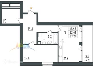 Продаю однокомнатную квартиру, 62.68 м2, Зеленогорск, Приморское шоссе, 570