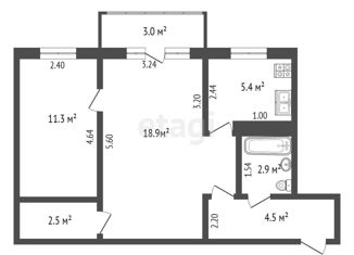 Продажа 2-комнатной квартиры, 45.5 м2, Самара, Аэродромная улица, 48