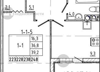 1-комнатная квартира на продажу, 39.2 м2, Санкт-Петербург, метро Лесная, Белоостровская улица, 28