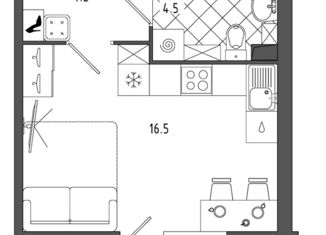 Продам квартиру студию, 20 м2, посёлок Колосистый, Звёздная улица, 5