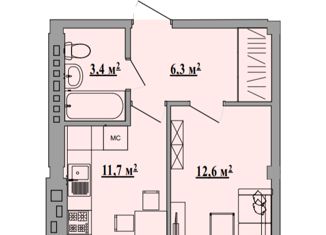 1-комнатная квартира на продажу, 34 м2, Липецк, улица Виктора Музыки, 2