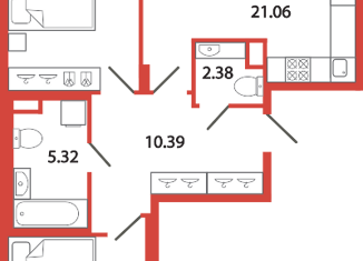 Продажа 2-ком. квартиры, 70.02 м2, поселок Бугры, улица Шекспира, 1к2, ЖК Энфилд