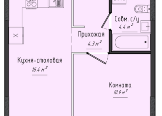 Продам 1-ком. квартиру, 36 м2, село Завьялово, Гольянская улица, 1Б