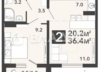 2-ком. квартира на продажу, 36.4 м2, Пенза, жилой комплекс Новелла, с5, район Заводской