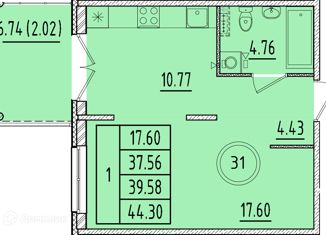 Продажа однокомнатной квартиры, 37.56 м2, Санкт-Петербург, Образцовая улица, 6к3