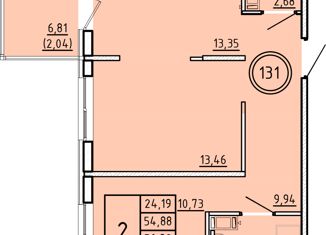 Продаю двухкомнатную квартиру, 54.88 м2, посёлок Шушары, Образцовая улица, 6к1, ЖК Образцовый Квартал 8