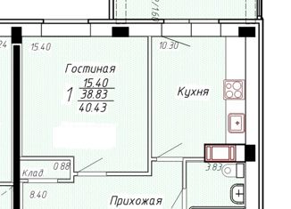 Продажа 1-комнатной квартиры, 41.45 м2, Калуга, улица Пухова, 56, ЖК Поле Свободы