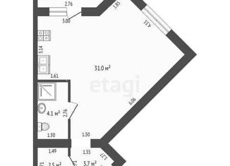 Продается квартира студия, 41.3 м2, Тюмень, ЖК Ария, улица Тимофея Кармацкого, 7