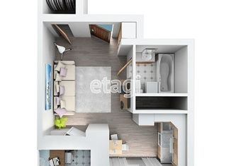 Квартира на продажу студия, 24.4 м2, Тюмень, ЖК Кватро, Дамбовская улица, 25к1