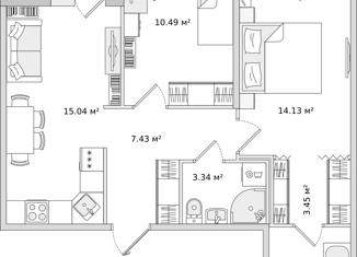 Продажа 2-ком. квартиры, 57.2 м2, посёлок Парголово, Михайловская дорога, 16к3