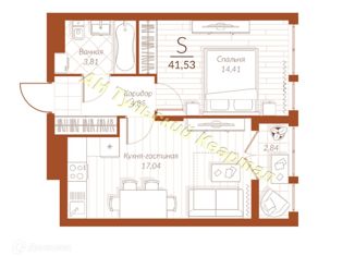 Продается 1-комнатная квартира, 39.9 м2, Тула, улица Генерала Маргелова, 3Г, ЖК Дома цвета кофе