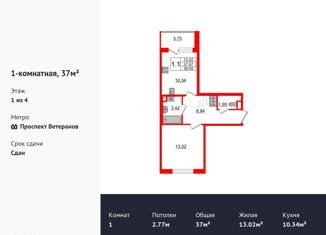 Продаю однокомнатную квартиру, 37 м2, Санкт-Петербург, ЖК Солнечный Город. Резиденции, улица Владимира Пчелинцева, 6к2