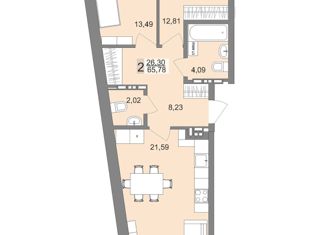 Продам 2-ком. квартиру, 65.48 м2, Екатеринбург, Верх-Исетский район, улица Металлургов, 63