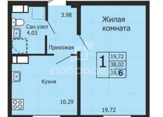 Однокомнатная квартира на продажу, 38.6 м2, Екатеринбург, улица 40-летия Комсомола, 2Д, ЖК Рассветный