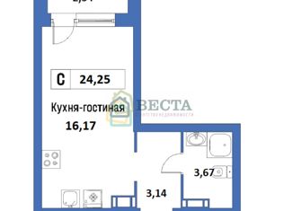 Продается квартира студия, 24.25 м2, Мурино, ЖК Урбанист, Екатерининская улица, 19