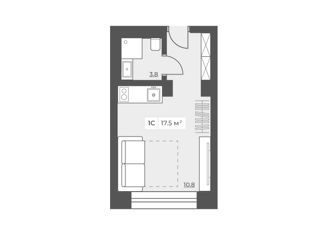 Однокомнатная квартира на продажу, 17 м2, Москва, Ленинский проспект, 158, район Тропарёво-Никулино
