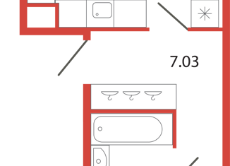 Продаю однокомнатную квартиру, 44.77 м2, поселок Бугры, аллея Ньютона, 2, ЖК Энфилд