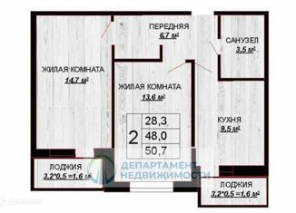 Продается 2-комнатная квартира, 50.7 м2, Краснодар, Тепличная улица, 62/1к2, микрорайон Завод Радиоизмерительных Приборов