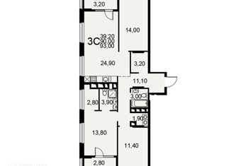 Продажа 3-комнатной квартиры, 90 м2, Рязань, Московское шоссе, 49к1, ЖК Акцент