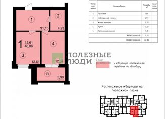 Продам однокомнатную квартиру, 46.86 м2, Владимирская область, Муромский проезд, 3