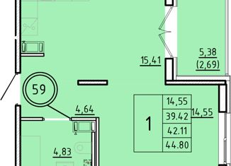 Продается 1-комнатная квартира, 39.57 м2, посёлок Шушары, Образцовая улица, 6к3, ЖК Образцовый Квартал 8