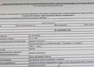 Участок на продажу, 19 сот., хутор Ленинакан, Дачная улица, 6