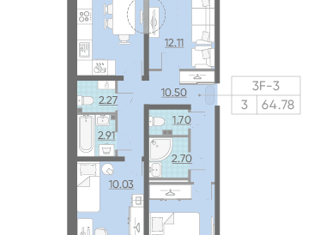 Продается 3-комнатная квартира, 63.4 м2, Санкт-Петербург, Северный проспект, 123к1, Северный проспект