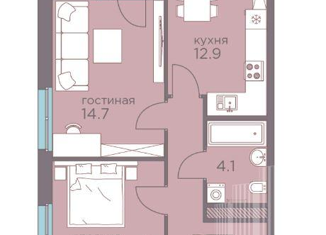 Продается 2-ком. квартира, 57.3 м2, Пермь, Сапфирная улица, 10, ЖК Погода