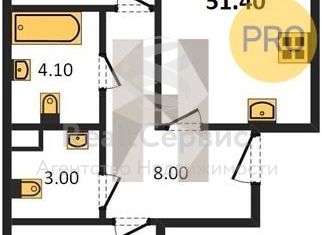 Двухкомнатная квартира на продажу, 51.4 м2, Ижевск, ЖК Друзья, Воткинское шоссе, 83