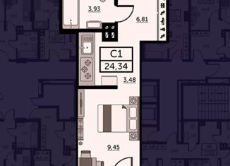 Квартира на продажу студия, 23.91 м2, Ростов-на-Дону, Красноармейская улица, 157Вс1, ЖК Рубин