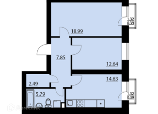 Продам квартиру студию, 63.27 м2, посёлок Солнечный, Кленовая улица, 1