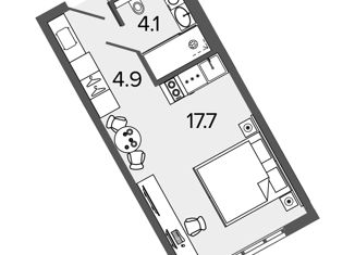 Продаю квартиру студию, 26.7 м2, Санкт-Петербург, Московский проспект, 103, метро Московские ворота