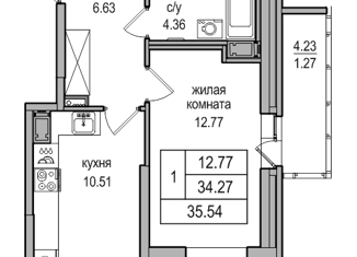 Продается 1-комнатная квартира, 35.2 м2, посёлок Парголово, Толубеевский проезд, 34к2
