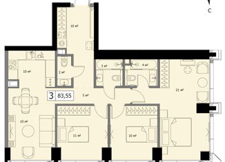 Продаю трехкомнатную квартиру, 83.97 м2, Москва, ЖК Мод, 4-я улица Марьиной Рощи, 12к1