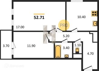 Продаю 2-комнатную квартиру, 52.7 м2, Ижевск, ЖК Йога, Районная улица, 57