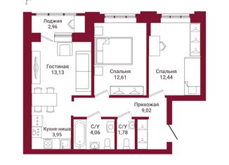 Продам квартиру студию, 59.95 м2, Новосибирск, улица Державина, 50, метро Маршала Покрышкина