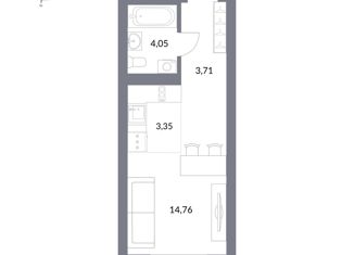 Продам квартиру студию, 25.88 м2, Новосибирск, улица Державина, 50, улица Державина